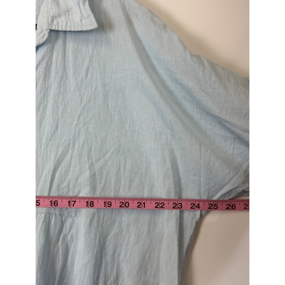 Us Together Women 2X Light Blue Cotton Button Front Midi Shirt Dress Short Slv - Picture 5 of 7